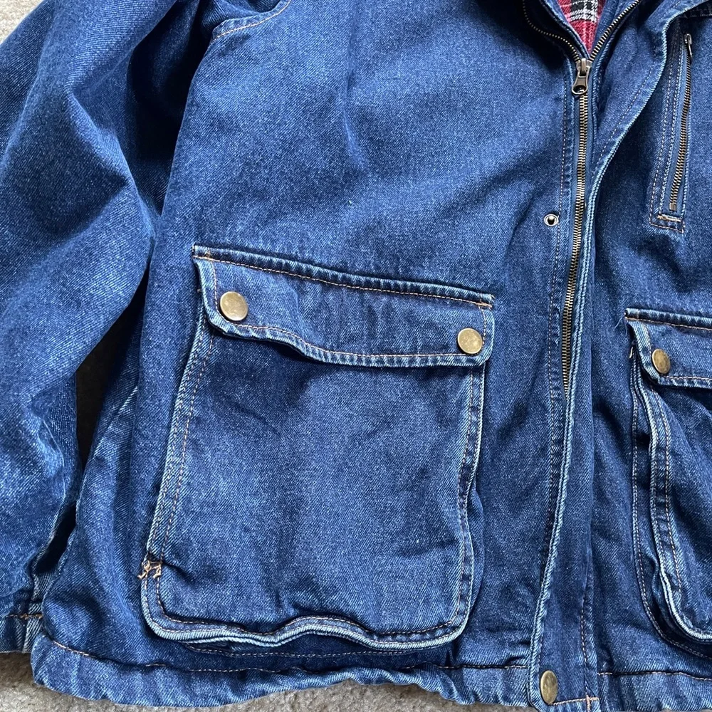 Wrangler Denim Sherpa Flannel Coat with Hood